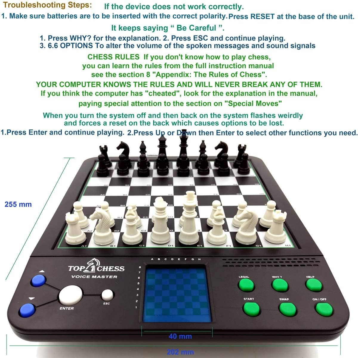 Electronic Chess Set for All Ages | Voice-Enabled Chess Teaching System | Ideal for Beginners to Enhance Strategy Skills