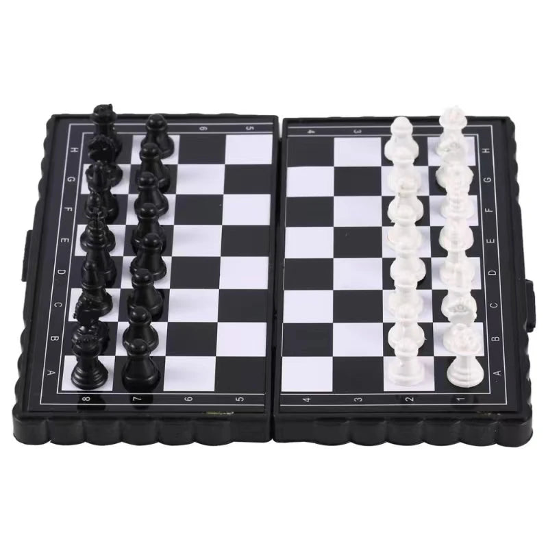 Mini Magnetic Chess Set for Kids - Portable Folding Plastic Chessboard Outdoor Friendly Travel Board Game