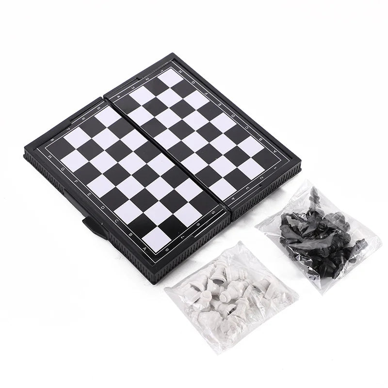 Mini Magnetic Chess Set for Kids - Portable Folding Plastic Chessboard Outdoor Friendly Travel Board Game