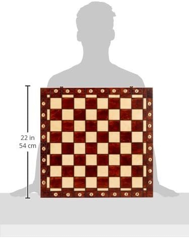 Handmade European Ambassador Chess Set - Wooden 21 Inch Beech & Birch Board with Felt Base - Carved Hornbeam & Sycamore Wood Chess Pieces